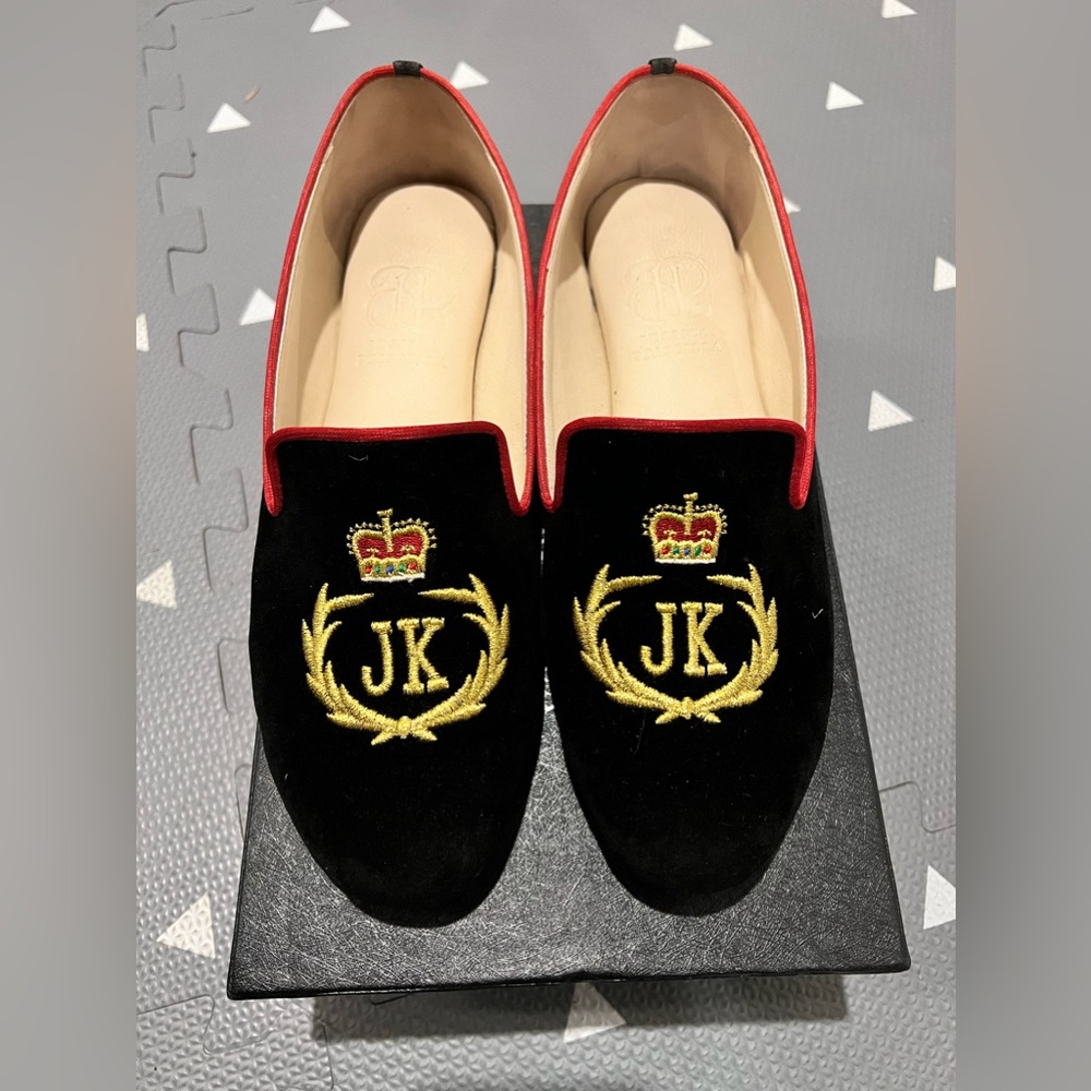 Custom ‘JK’ Velvet Smoking Flats